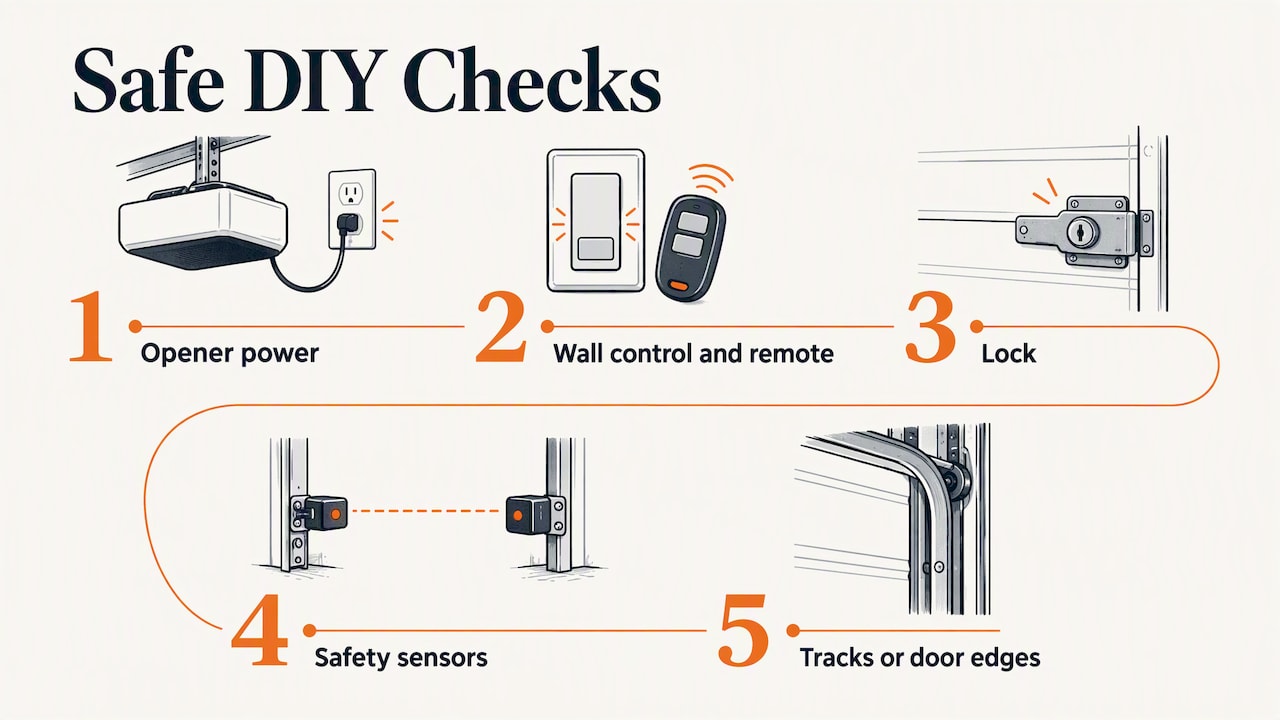 Five safe checks for a stuck garage door