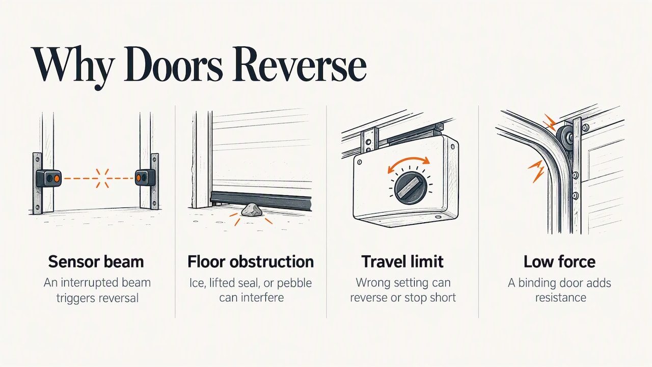 Four causes of a garage door reversing